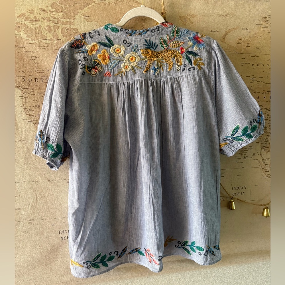 Johnny Was Indraa Puff Sleeve Effortless Blouse Size Medium - Picture 8 of 12